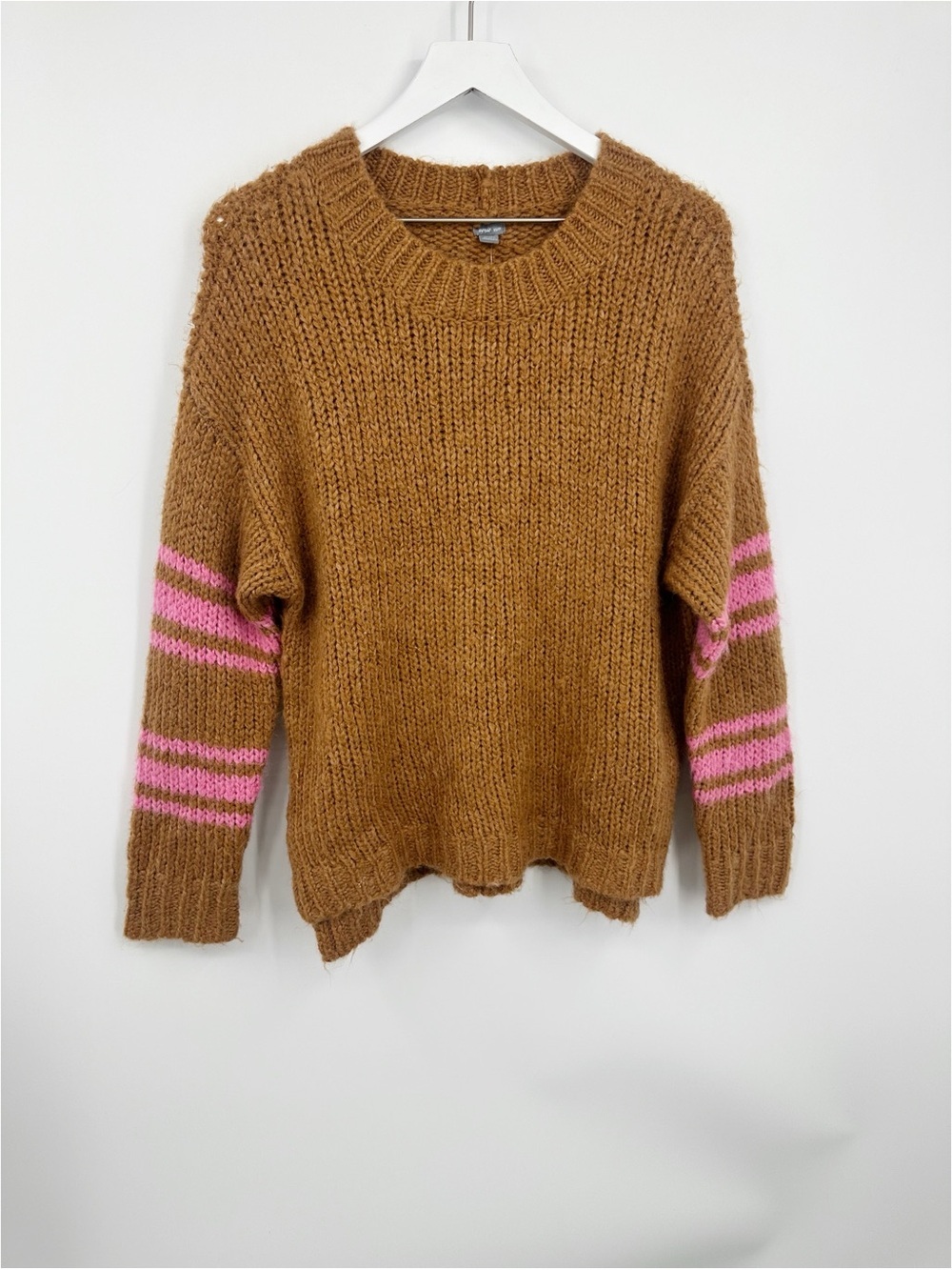 Aerie Brown And Pink Cable Knit Sweater Size XS Boho New With Tags